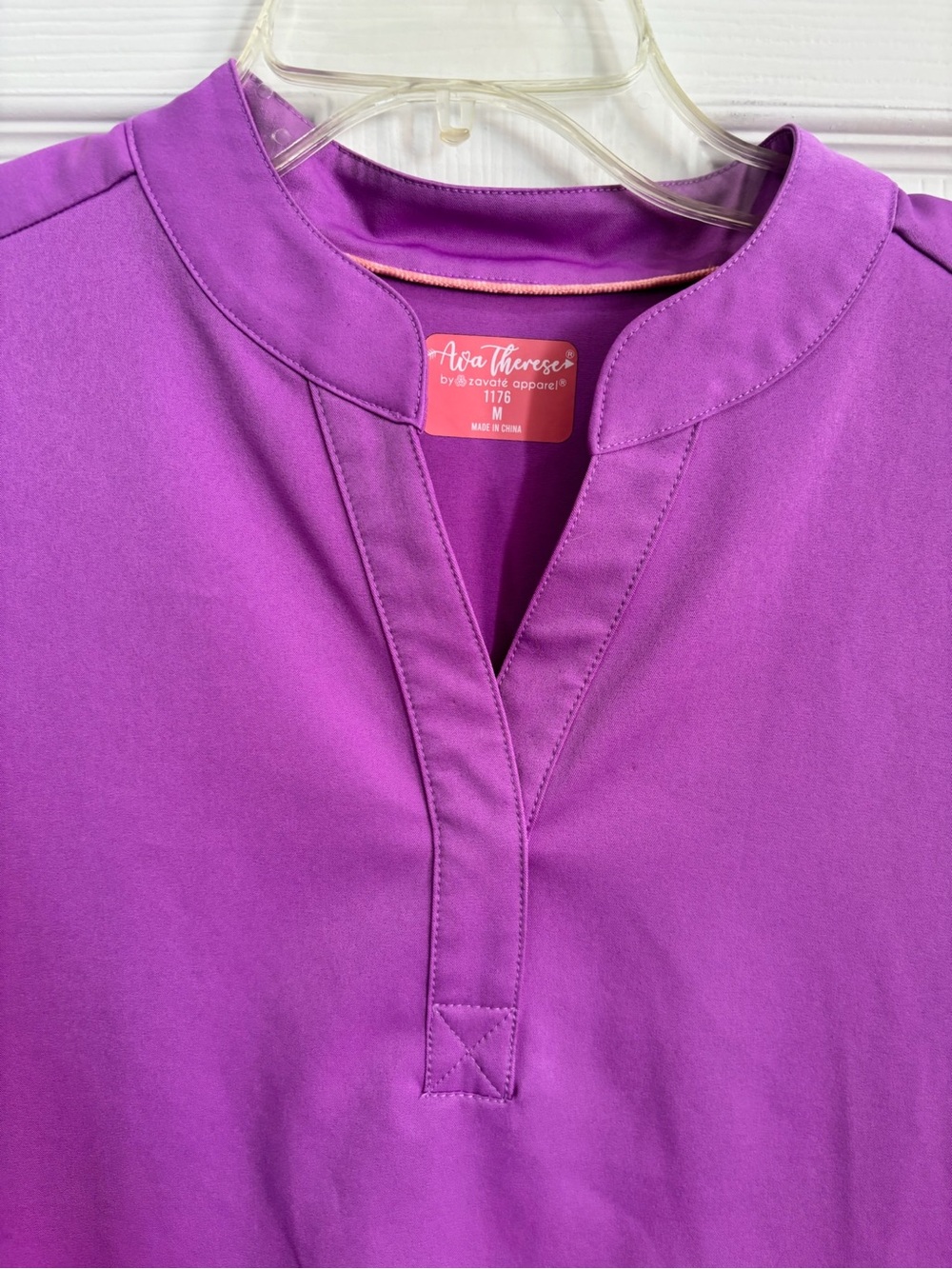 Ava Therese Split-Neck Scrub Top in Bright Purple - Picture 3 of 7